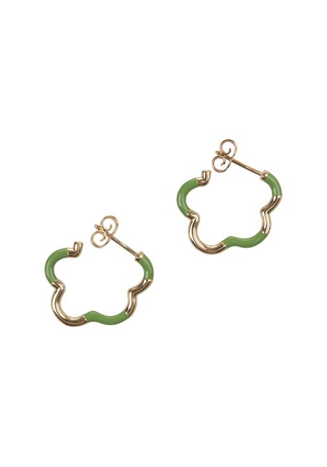 B Mini Earrings In Gold And Green BEA BONGIASCA | BE256YGG